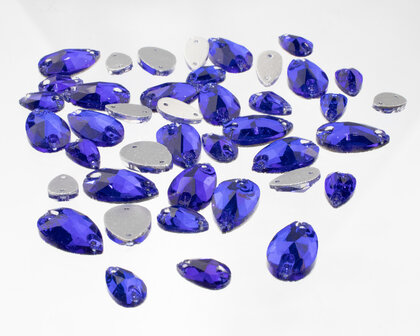 Naaistenen druppel Kleur Sapphire 7x12mm (7612) 9 stuks