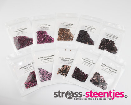 Kleurenpakket Pink - Small (SS6 en SS10) - Premium DMC kwaliteit Hotfix met logo