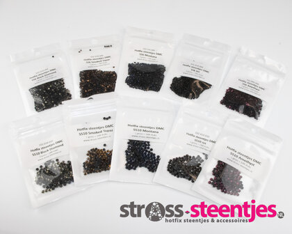 Kleurenpakket Night - Small (SS6 en SS10) - Premium DMC kwaliteit Hotfix met logo