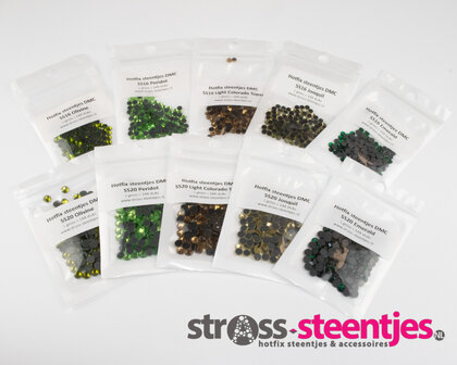 Kleurenpakket Forrest - Large (SS16 en SS20) - Premium DMC kwaliteit Hotfix met logo