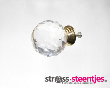 Deurknoppen 40 mm Gouden voet Kleur Crystal zijaanzicht 2