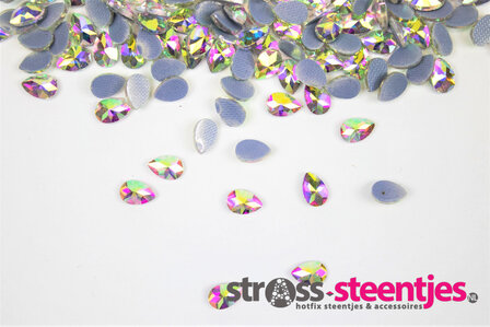Bolle Druppel 6 mm Crystal AB Hotfix Rhinestones Superior kwaliteit  met logo