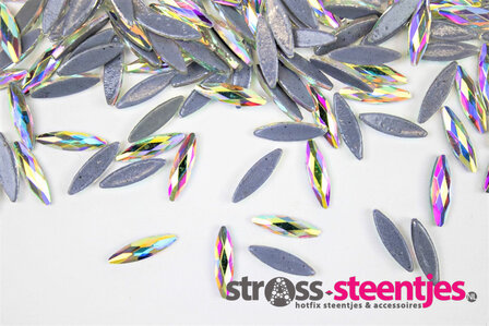 Rijstkorrel 11 mm Crystal AB Hotfix Rhinestones Superior kwaliteit  met logo