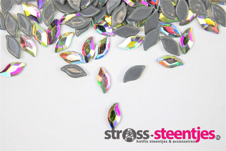 Blaadje 8 mm Crystal AB Hotfix Rhinestones Superior kwaliteit  met logo