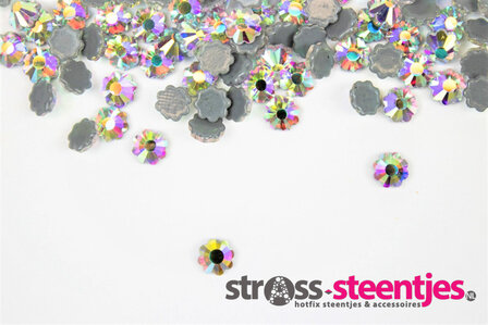 Bloemetje 5mm Crystal AB Hotfix Rhinestones Figuren Superior kwaliteit (1027) (per 36 stuks)met logo