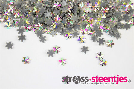 Sterbloemetje 5 mm Crystal AB Hotfix Rhinestones Superior kwaliteit  met logo