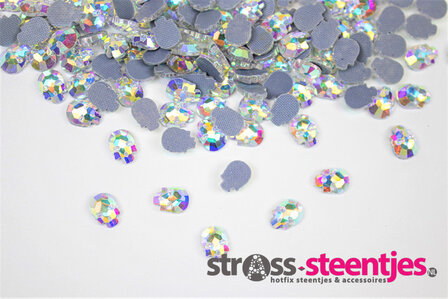 Doodshoofd 6x8 mm Crystal AB Hotfix Rhinestones Superior kwaliteit  met logo