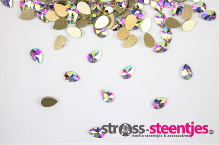 Bolle Druppel 6 mm Crystal AB Rhinestones figuren Superior Glamour kwaliteit  met logo