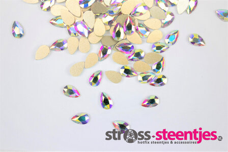 Bolle Druppel 5x8 mm Crystal AB Non hotfix Rhinestones figuren Superior Glamour kwaliteit  met logo
