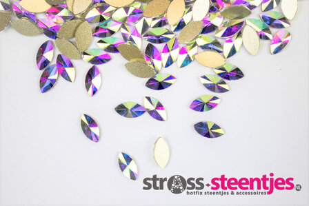 Puntig Oog 5x10 mm Crystal AB Non hotfix Rhinestones figuren Superior Glamour kwaliteit  (5019) met logo