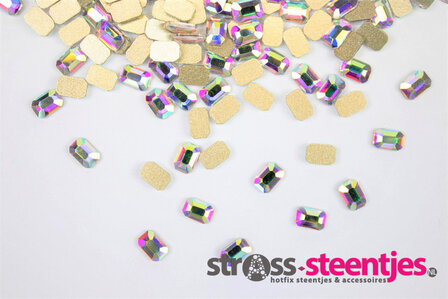 Rechthoek met schuine hoeken 6 mm Crystal AB Non hotfix Rhinestones figuren Superior Glamour kwaliteit  (5071) met logo