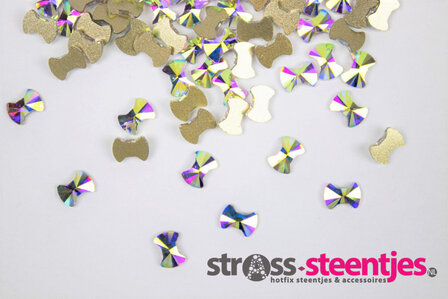 Strikje 6 mm Crystal AB Non hotfix Rhinestones figuren Superior Glamour kwaliteit  (5077) met logo
