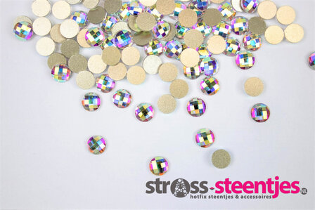Rondje 6 mm Crystal AB Non hotfix Rhinestones figuren Superior Glamour kwaliteit  (5080) met logo