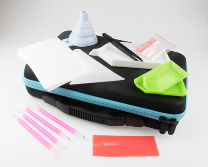 Opbergkoffer/ sorteerkoffer met 80 fliptopdoosjes - Blauw