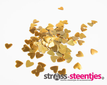 Hotfix Nailheads Kleur Goud hart (groot) (ca. 100 stuks) met logo