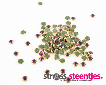 Hotfix Trim SS 16 Kleur Amethyst in Gold cup (per 144 stuks) met logo