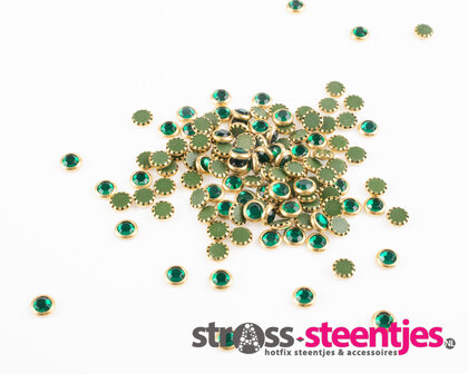 Hotfix Trim SS 16 Kleur Blue Zircon in Gold cup (per 144 stuks) met logo