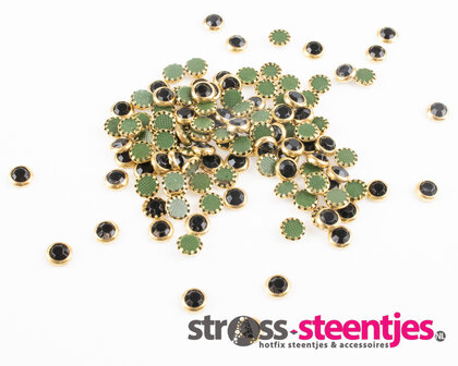 Hotfix Trim SS 16 Kleur Jet in Gold cup (per 144 stuks) met logo