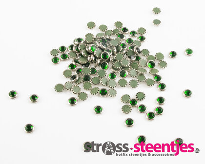 Hotfix Trim SS 16 Kleur Emerald in Silver cup (per 144 stuks) met logo