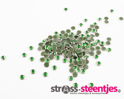 Hotfix Trim SS 16 Kleur Peridot in Silver cup (per 144 stuks) met logo