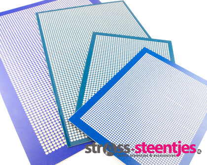 Hotfix patroonplaat SS10 blauw 19,5x30 cm combinatie van 4 verschillende maten