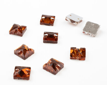 Naaistenen Square Amber (8x8mm) per 9 stuks