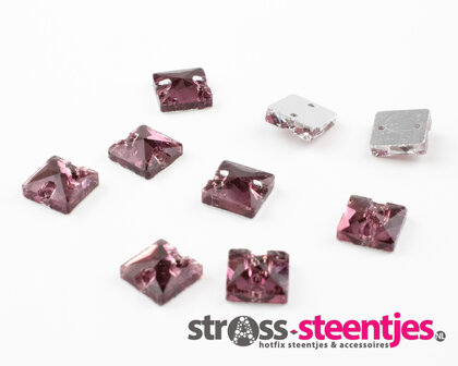 Naaistenen Square Amethyst (8x8mm) per 9 stuks met logo