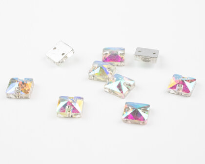Naaistenen Square Crystal AB (8x8mm) per 9 stuks