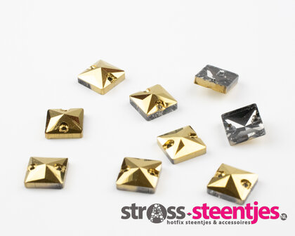 Naaistenen Square Gold (8x8mm) per 9 stuks met logo
