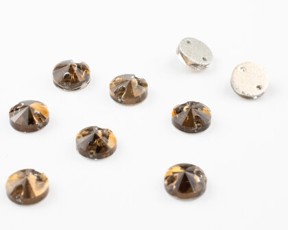 Naaistenen Rivoli Smoked Topaz (8mm) per 9 stuks