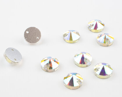 Naaistenen Rivoli Crystal AB (8mm) per 9 stuks
