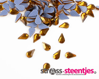 Druppel Vlak 8 mm Topaz Hotfix Rhinestones Figuren Superior Glamour (010)  met logo