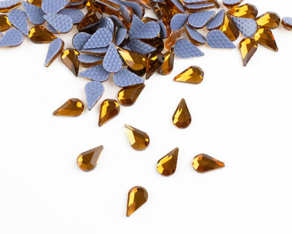 Druppel Vlak 8 mm Topaz Hotfix Rhinestones Figuren Superior Glamour (010) 
