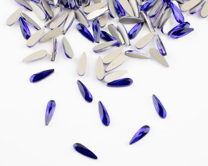 Druppel smal 8 mm Cobalt Non hotfix Rhinestones figuren Superior Glamour
