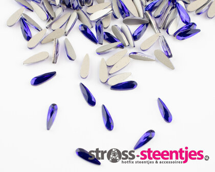 Druppel smal 8 mm Cobalt Non hotfix Rhinestones figuren Superior Glamour met logo