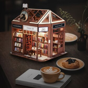 Mini Dollhouse - Shop - Bookstore met verlichting in het donker