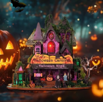 Mini Dollhouse - Halloween Night met sfeerverlichting