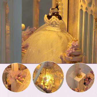 Book Nook - mini 3D wereld - The Fragrance of Eternity detail bruidsjurk