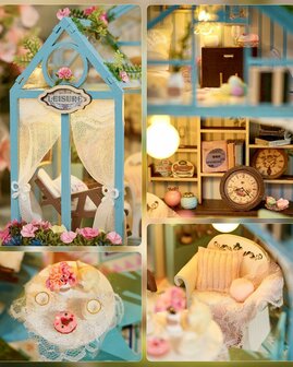 Zelfbouw Mini Dollhouse - tuinkamer - Floral Reverie details interieur
