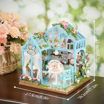 Zelfbouw Mini Dollhouse - tuinkamer - Floral Reverie afmetingen