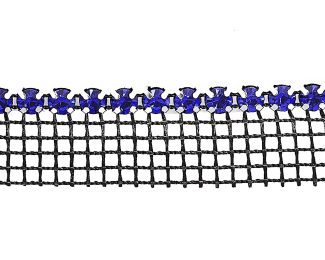 Metal Banding Superior Glamour SS20 (5mm) Sapphire - Silver Banding 1 rij met zwart gaasband aan 1 kant (per meter)