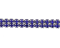 Metal Banding Superior Glamour SS12 (3mm) Sapphire - Silver Banding 2 rijen met wit gaasband onzichtbaar (per meter)