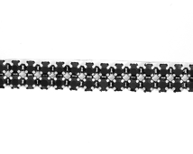 Metal Banding Superior Glamour SS12 (3mm) Jet - Silver Banding 2 rijen met wit gaasband onzichtbaar (per meter)