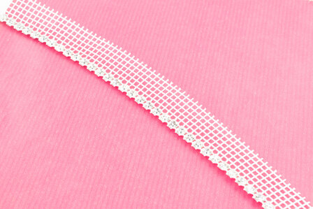 Metal Banding SS12 (3mm) Crystal - Silver Banding 1 rij met wit gaasband aan 1 kant