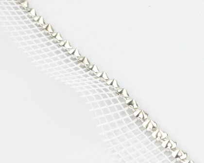 Metal Banding SS20 (5mm) Crystal - Silver Banding 1 rij met wit gaasband aan 1 kant - achterkant