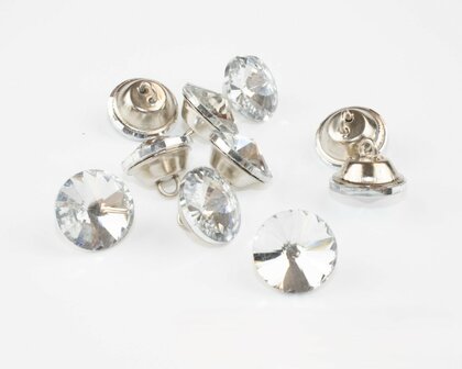 Strass knopen 16 mm crystal