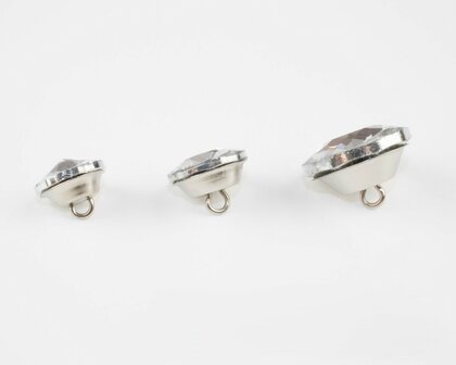 Alle Strass knopen 16 mm, 18 mm en 25 mm crystal zijaanzicht 1