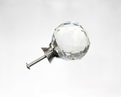 Deurknoppen 30 mm Zilveren voet Kleur Crystal zijaanzicht 1