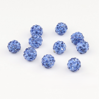 Shamballa kralen - 10 mm - Licht blauw met Light Sapphire SHA10007