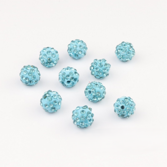 Shamballa kralen - 8 mm - Licht blauw met Aquamarine SHA8012